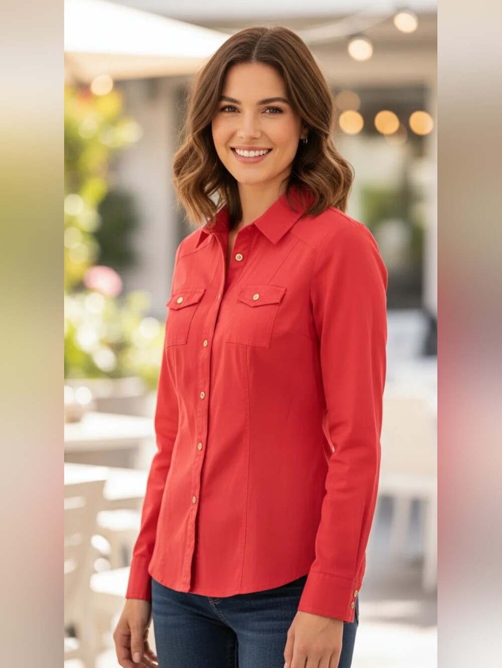 Authentic Red Long Sleeve Guess Shirt Size Medium M